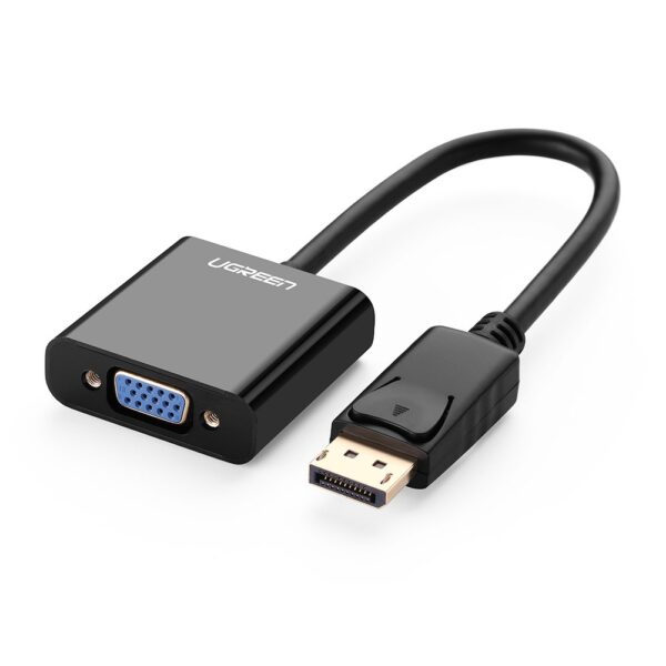 Ugreen DP Male to VGA Female Converter cable, support ATI Eyefinity - Black color, 18cm, ABS casing