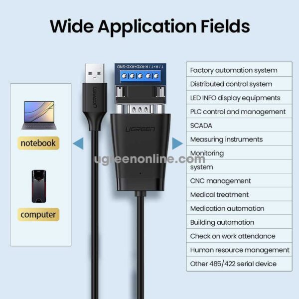 Ugreen USB TO RS-422/RS485 adapter Cable 1.5m, Chipset: FIDI-FT232R+ZT485, Supports Windows 8.1/8/7/ - Image 5
