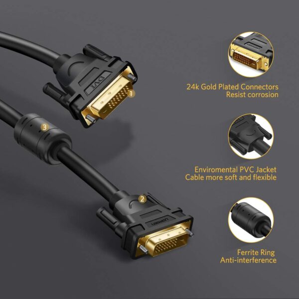 Ugreen DVI(24+1) male to male cable gold-plated 1m