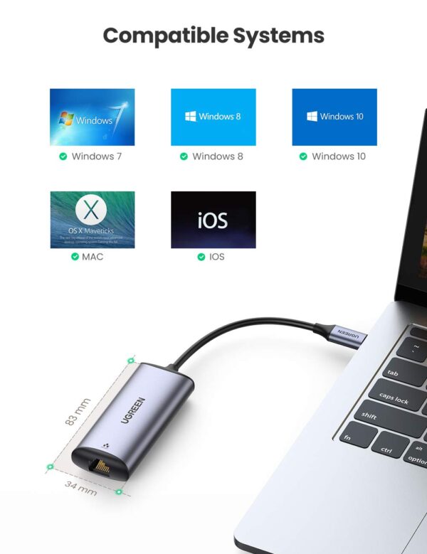 Ugreen USB Type C to giga, Grey, Realtek chipset - Image 8