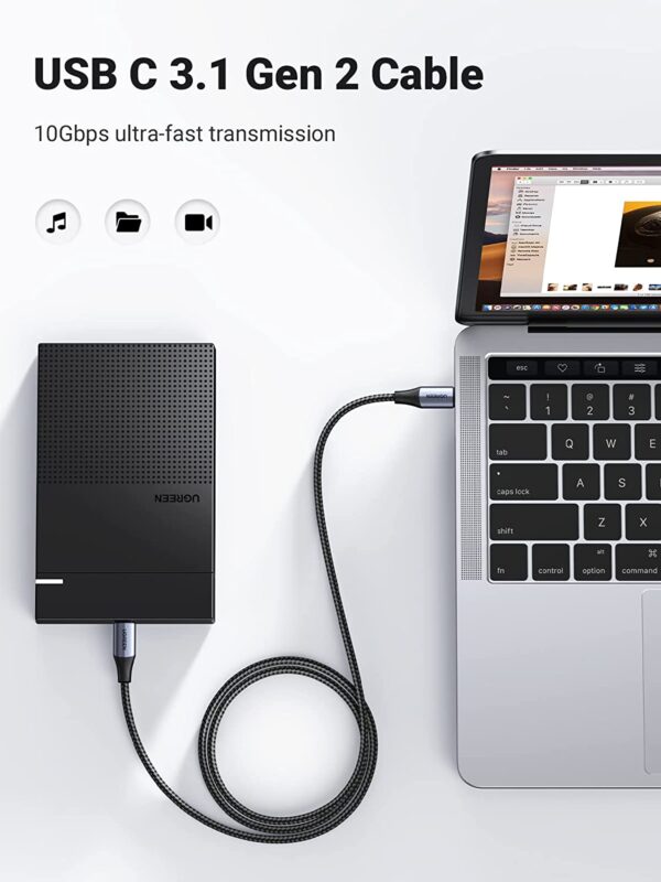 Ugreen USB-C to USB-C Cable, 100W Power Delivery USB C 3.1 Gen 2 10Gbps 4K Video Compatible with Mac - Image 2