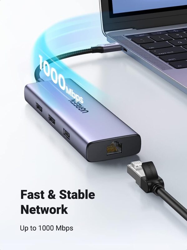 Ugreen 90119 4K 60Hz 60w PD USB type C to 2×USB 3.0 - Image 7