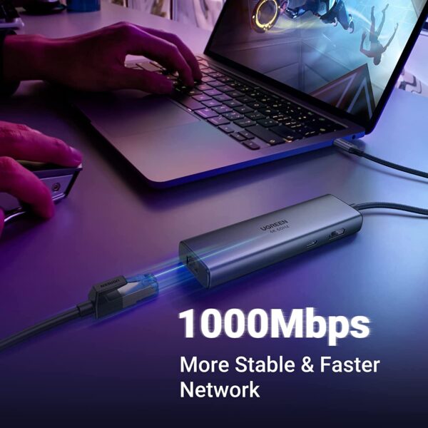 UGREEN USB C Hub with Ethernet Port, 7-in-1 Multiport Adapter, 4K@60Hz HDMI to USB C, 100W PD, 60515 - Image 5
