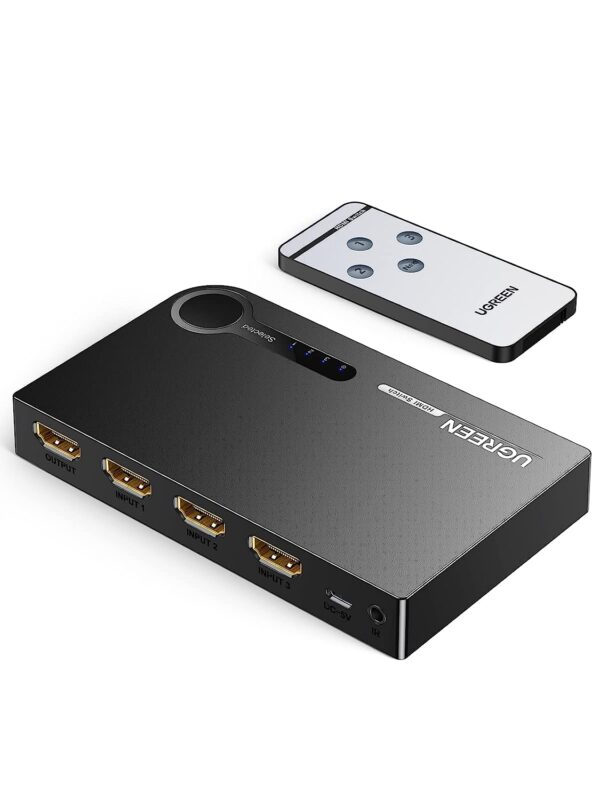 Ugreen 4K HDMI Switch, 3 In 1 Out HDMI Switcher Splitter Box with IR Remote Control Support 4k@30Hz - Image 2