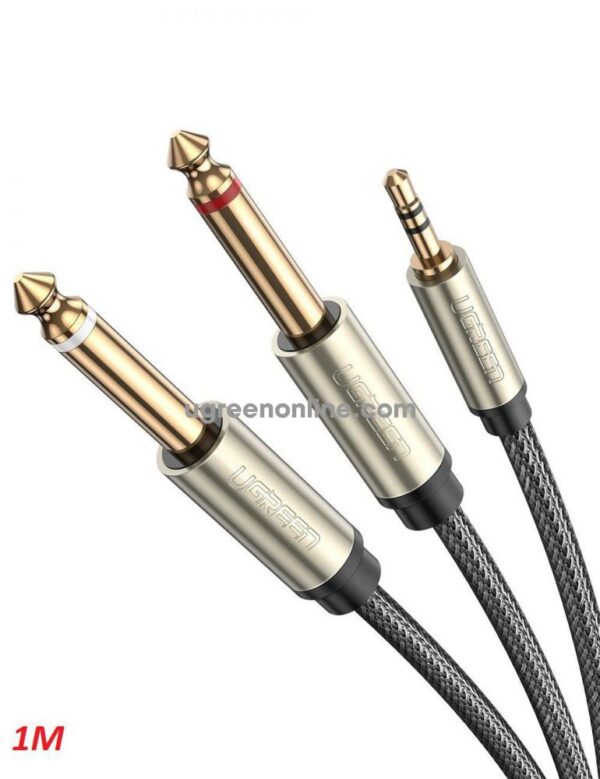 Ugreen 10613 1M Gray 3.5mm TRS to Dual 6.35mm TS Audio Cable AV126-10613 - Image 2