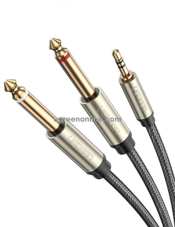 Ugreen 10613 1M Gray 3.5mm TRS to Dual 6.35mm TS Audio Cable AV126-10613