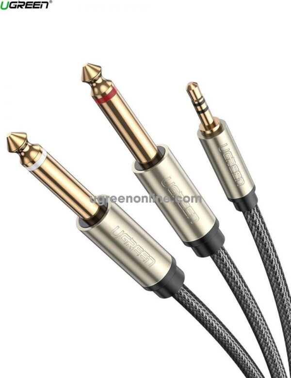 Ugreen 10613 1M Gray 3.5mm TRS to Dual 6.35mm TS Audio Cable AV126-10613 - Image 4