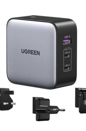 UGREEN 65W Nexode GaN USB C 3-Port iphone Charger With US/UK/EU Plug for Travel