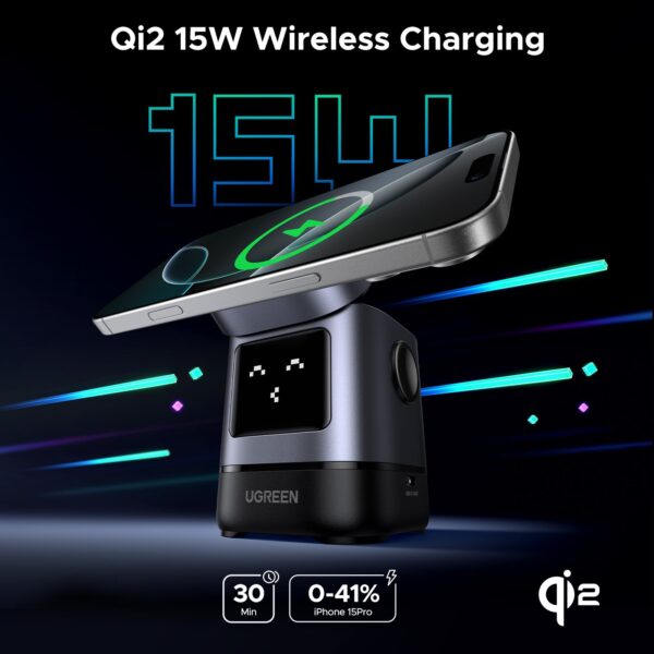 UGREEN Uno 2-in-1 Magnetic Wireless Charger 15W - Image 2