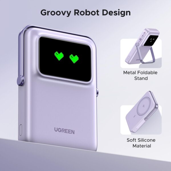 UGREEN Uno Magnetic Wireless Power Bank 10000mAh 15W (Purple) - Image 2