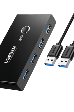 UGREEN USB 3.0 4-Port Switch With 2 Pack USB Male Cable